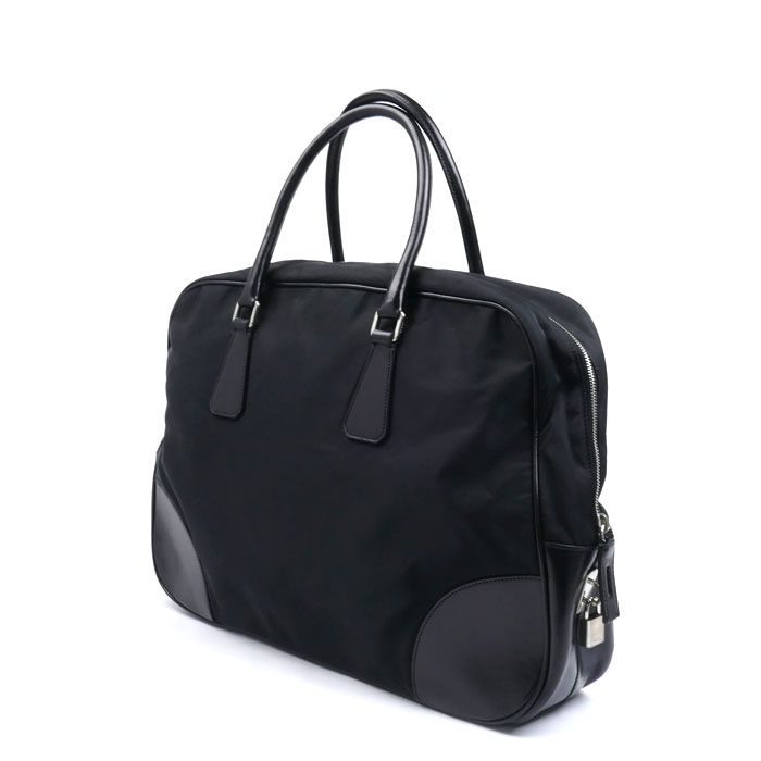 Prada Tessuto Travel Briefcase Black Vs0067 Men's Preowned