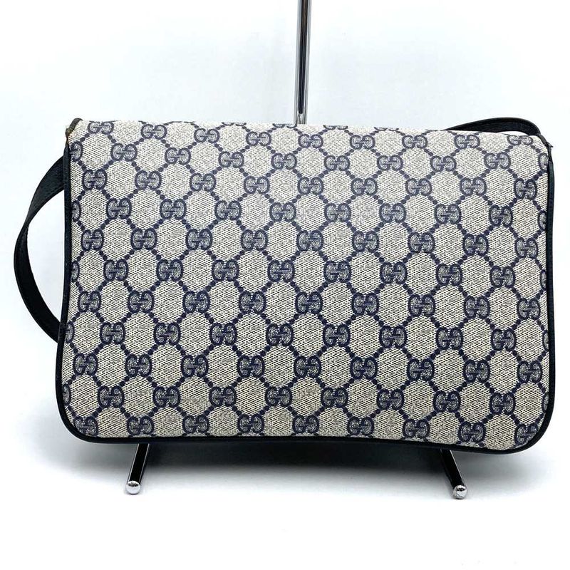 Gucci 378 001 Shoulder Bag GG Supreme Leather Navy Old Gucci Vintage Ladies Men