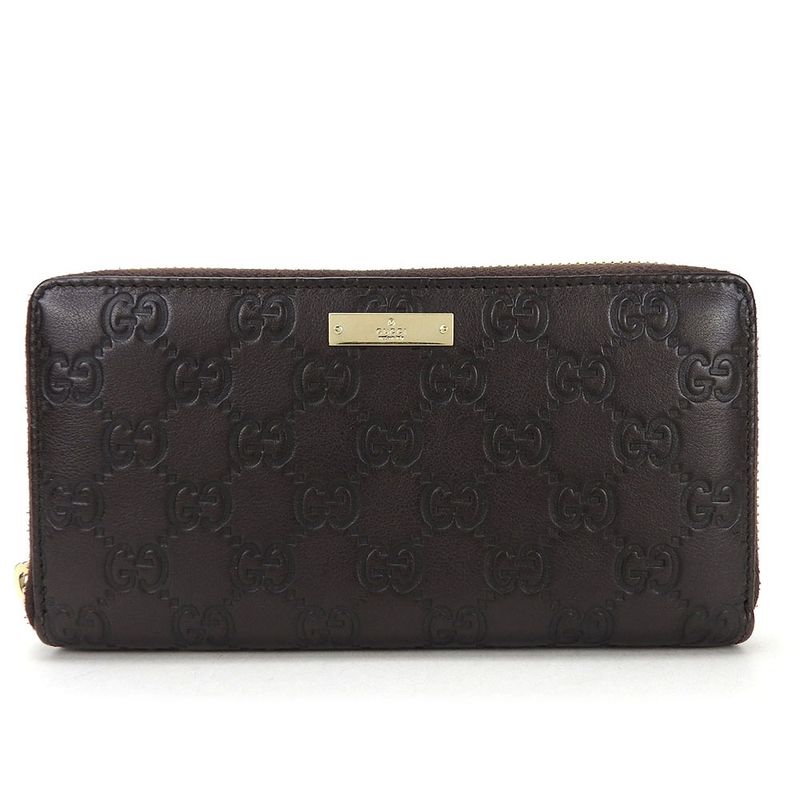 Gucci Long Wallet 307980 GG Leather Brown Dark Brown Gold Hardware Guccissima