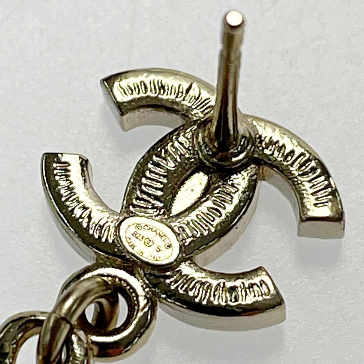 Chanel Perfume Bottle Swing Earrings Gold Coco Mark GP Rhinestone Fake