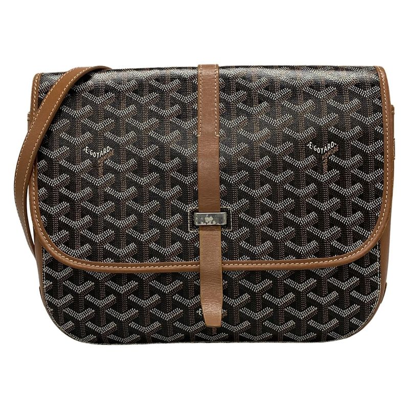 Goyard Shoulder Bag Belvedere 2mm (008in) Black And Brown Leather