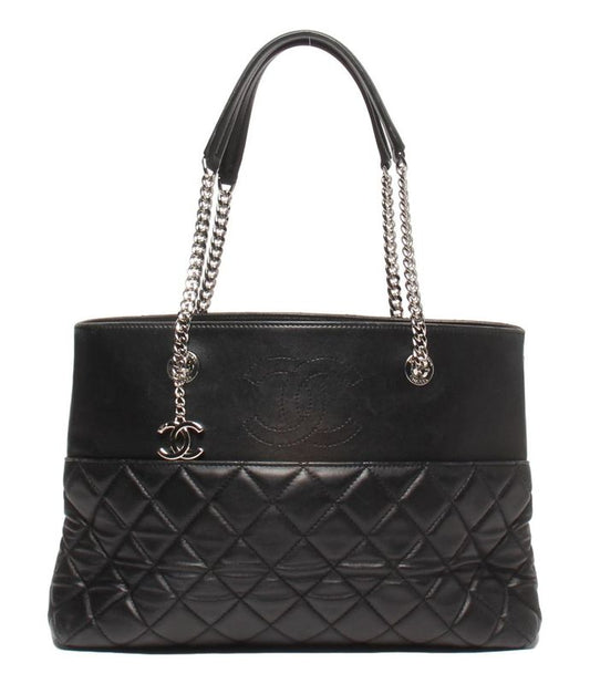Chanel Chain Tote Bag Lambskin Silver Hardware Women's Chanel