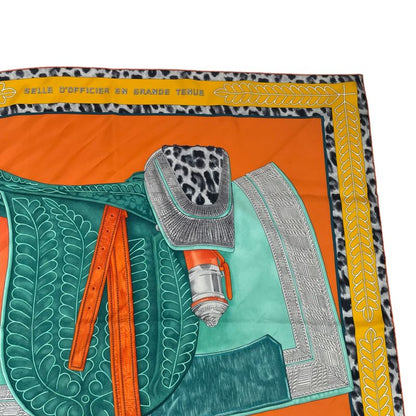 Hermes Carre 90 Silk Scarf Selle D'officier En Grande Tenue Officer's Saddle