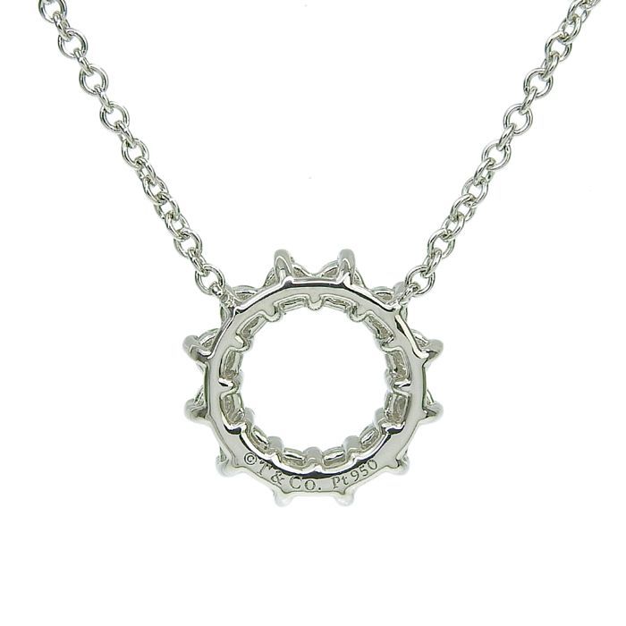 Tiffany & Co Open Circle Mini Diamond Necklace Pt950 Platinum Diamond 40.5cm