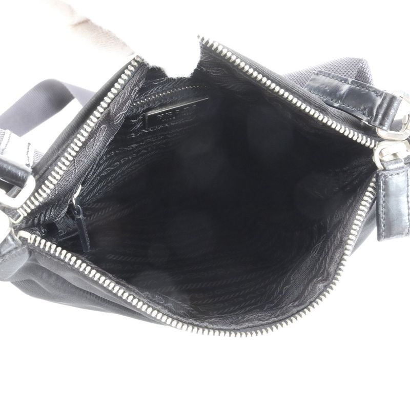 Prada Authenticity With Card Tessuto Nylon Triangle Logo Leather Shoulder Bag