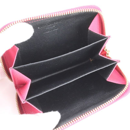 Saint Laurent Paris YSL Leather Coin Case Coin Purse Compact Wallet Round