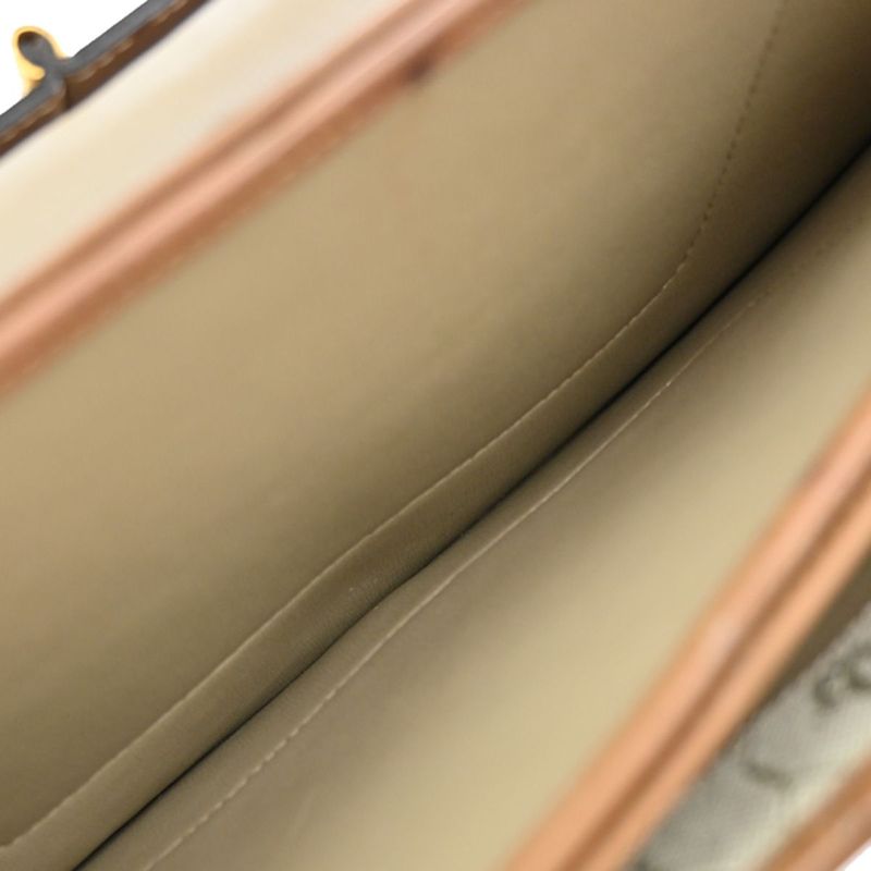 Christian DIOR Shoulder Bag Beige Canvas Leather 68ka786