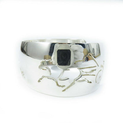 Hermes Vintage Carreche Carriage Dog Bracelet / Bangle Silver With Box Ladies