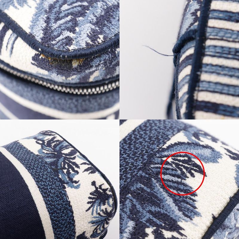 Dior Travel Vanity Palms Embroidery Canvas Navy Blue/white Ladies Handbag