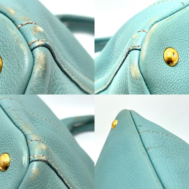 Prada Tote Bag Logo Canapa Bn1872 Leather Blue