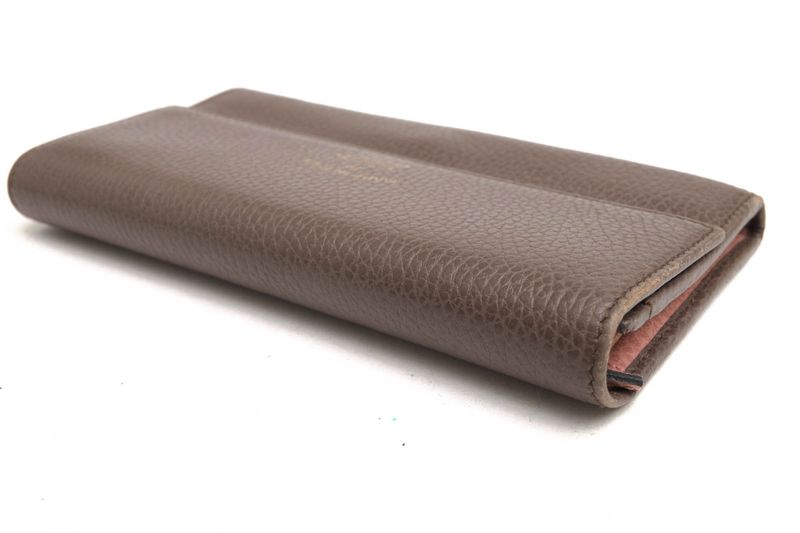 Gucci Long Wallet Women Leather Genuine Gray 354496 Swing with Coin Purse