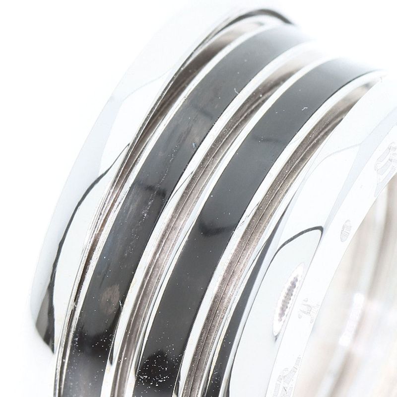 Bvlgari B-zero1 4-band Black Enamel #47 Ring 18K White Gold Ladies