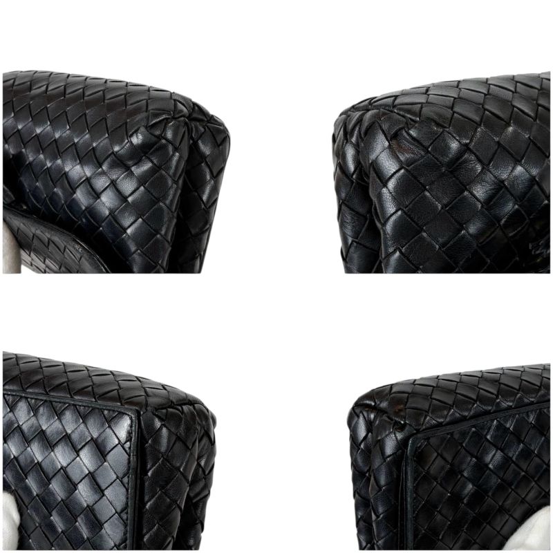 Bottega Veneta Mini Shoulder Bag Tassel Fringe Intrecciato Leather Black