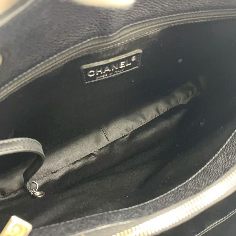 Chanel GST Tote Bag Matelasse 13th Caviar Skin Black Shoulder Bag Silver