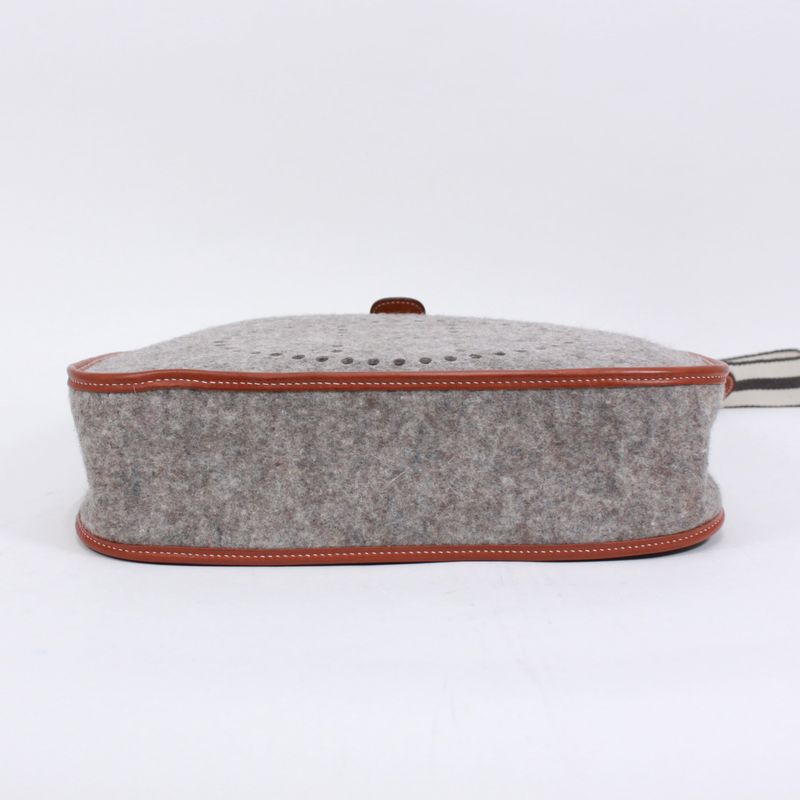 Hermes Evelyn 1 Leather And Felt Gray Shoulder Bag Silver