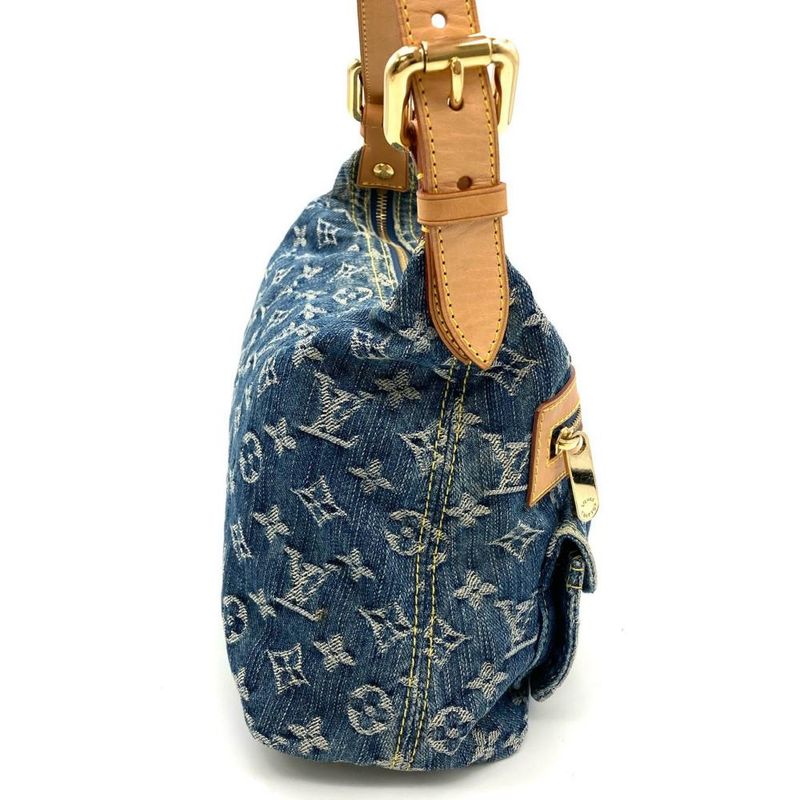 Louis Vuitton Baggy PM Shoulder Bag Monogram Denim M95049 Blue Fl0016