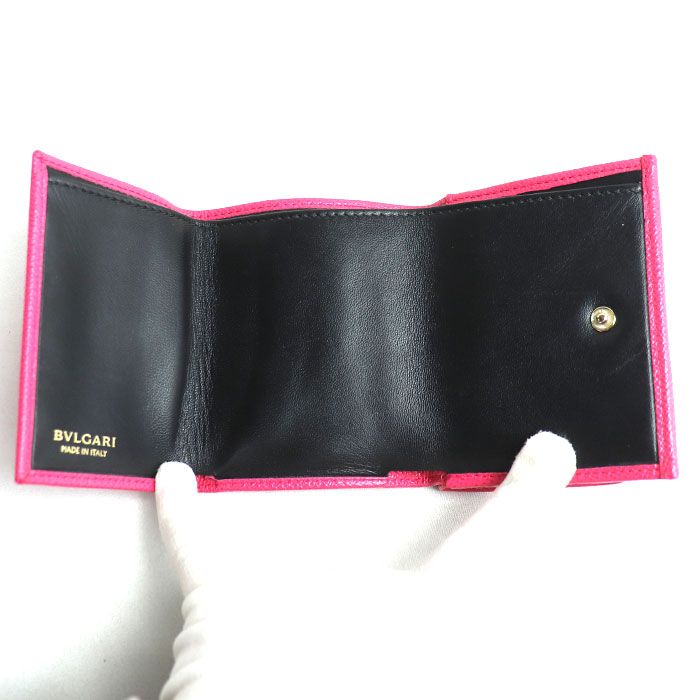 Bvlgari Trifold Wallet Pink 289063 Women's Pre-owned