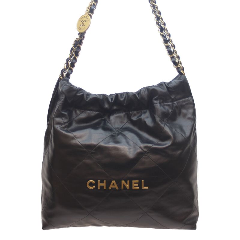 Chanel As3260 Black Shiny Calf Chanel 22 Small Ghardware