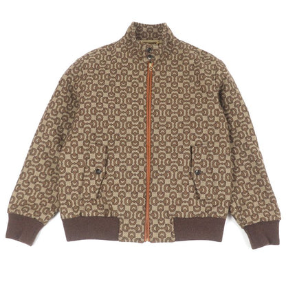Gucci 694157 Wool Silk Horsebit Allover Pattern Jacquard Blouson Jacket Brown