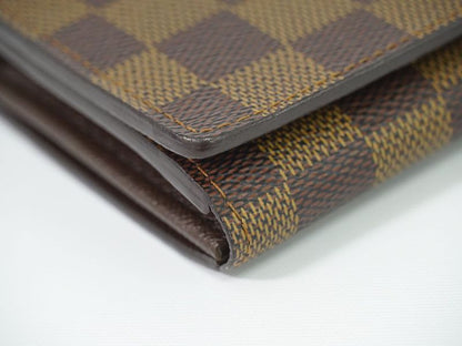 Authentic Louis Vuitton LV Portefeuille Trésor Damier Ebène Fold Wallet Brown