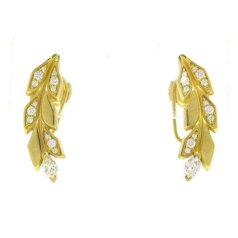 Tiffany & Co Earrings Victoria Vine Climber 18K Yellow Gold With Diamonds 033