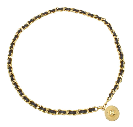 Chanel Camellia Motif Leather Chain Belt