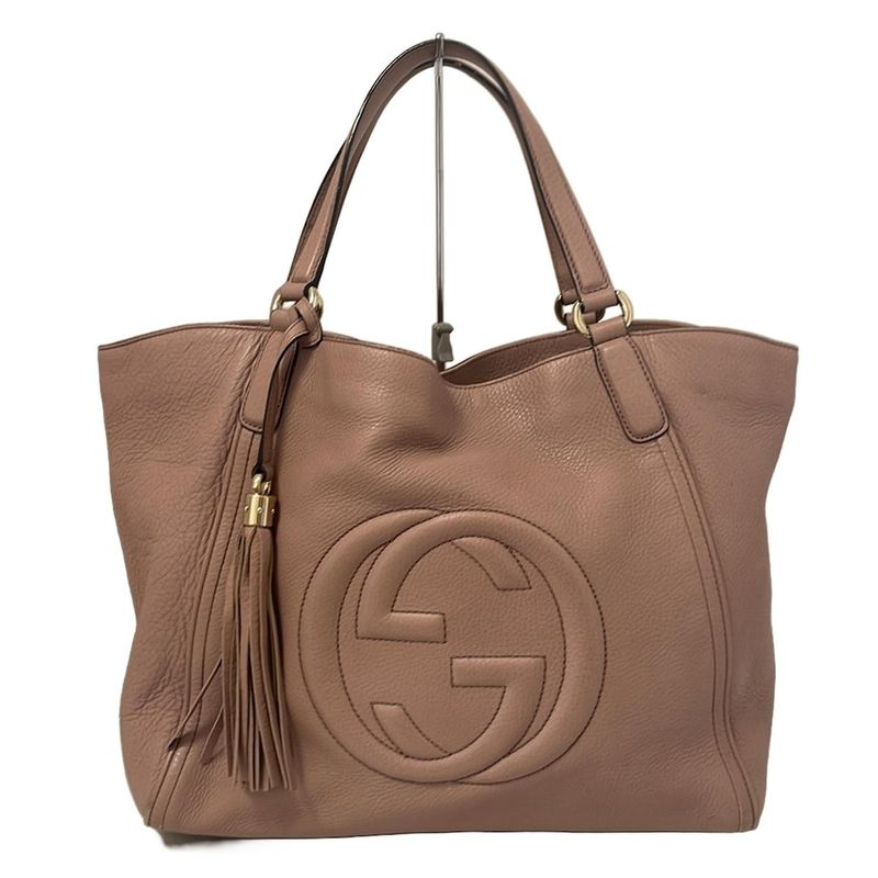 Gucci Tote Bag Soho Cellarius 282309 Pink Beige Leather