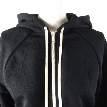 Gucci 661783 GG Embossed GG Logo Jersey Jacquard Zip Up Hoodie Oversized