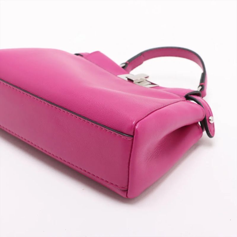 Fendi Micro Peekaboo Leather 2WAY Handbag Crossbody Shoulder Tote 8m0355 Women