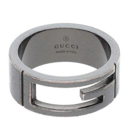 Gucci Blanched G Black Coated Silver Ring Men's 13.5 15