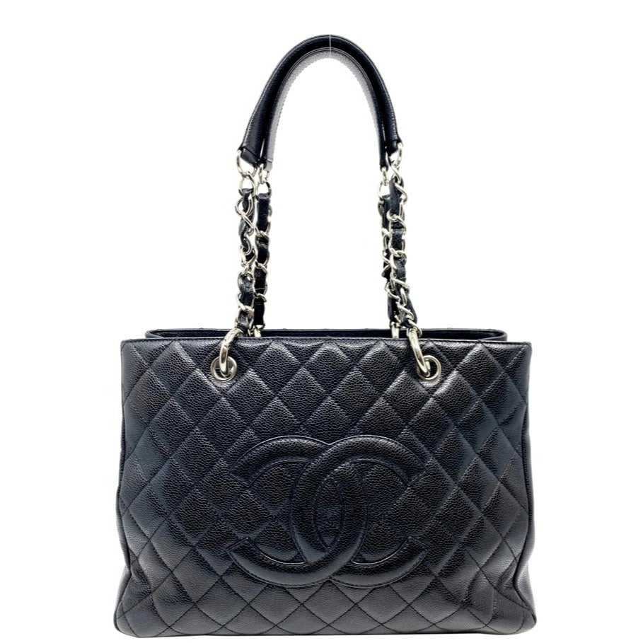 CHANEL GST Caviar Grand Shopping Tote Quilted Chain Shoulder Bag Purse