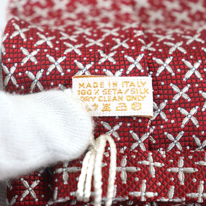 Bvlgari 100% Silk Sette Pieghe Wide Tie Tie Red All Over With Box Made In Italy