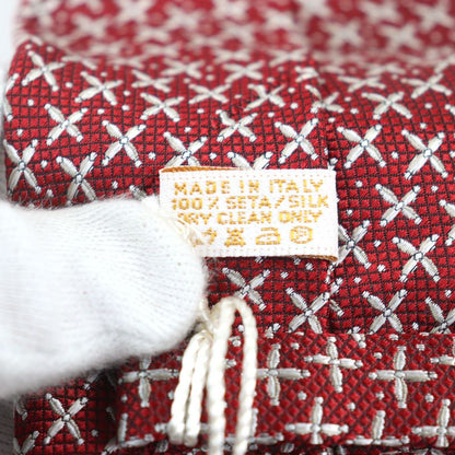 Bvlgari 100% Silk Sette Pieghe Wide Tie Tie Red All Over With Box Made In Italy