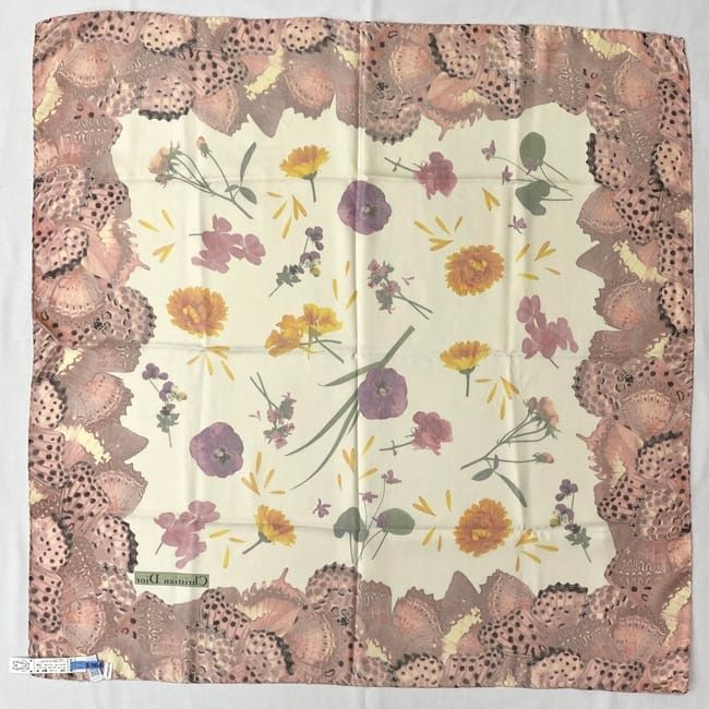 Christian Dior Scarf Red Beige White Multicolor