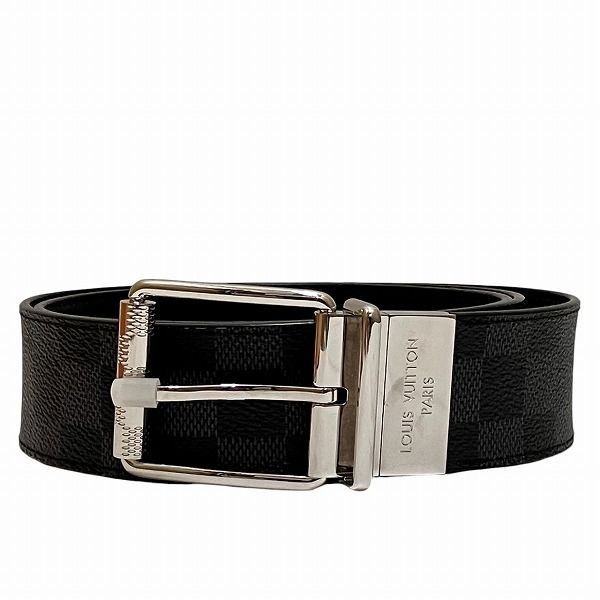 Louis Vuitton Damier Graphite Belt Damier Print M9156 Reversible Branded