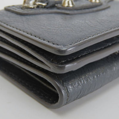 Balenciaga Trifold Wallet 477455 Classic Leather Gray Compact Wallet With Coin