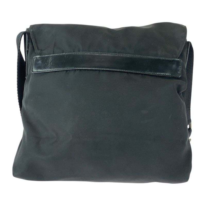 Prada Tessuto Triangle Logo Plate Black Silver Hardware Nylon/leather Shoulder