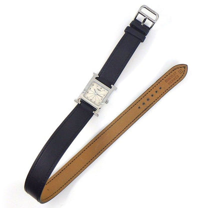 Hermes Watch H Watch Dubretour Hh1210 Square Silver Vague Guilloche Dial SS