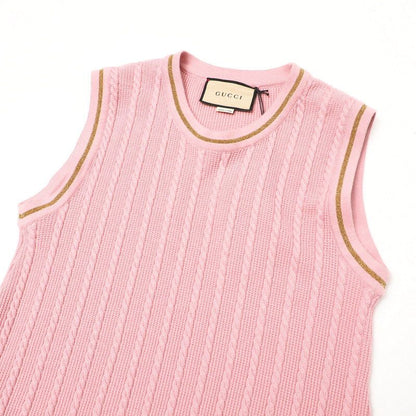 Gucci Dress Size S Knit Sleeveless Double G Chain Wool Cotton Made In