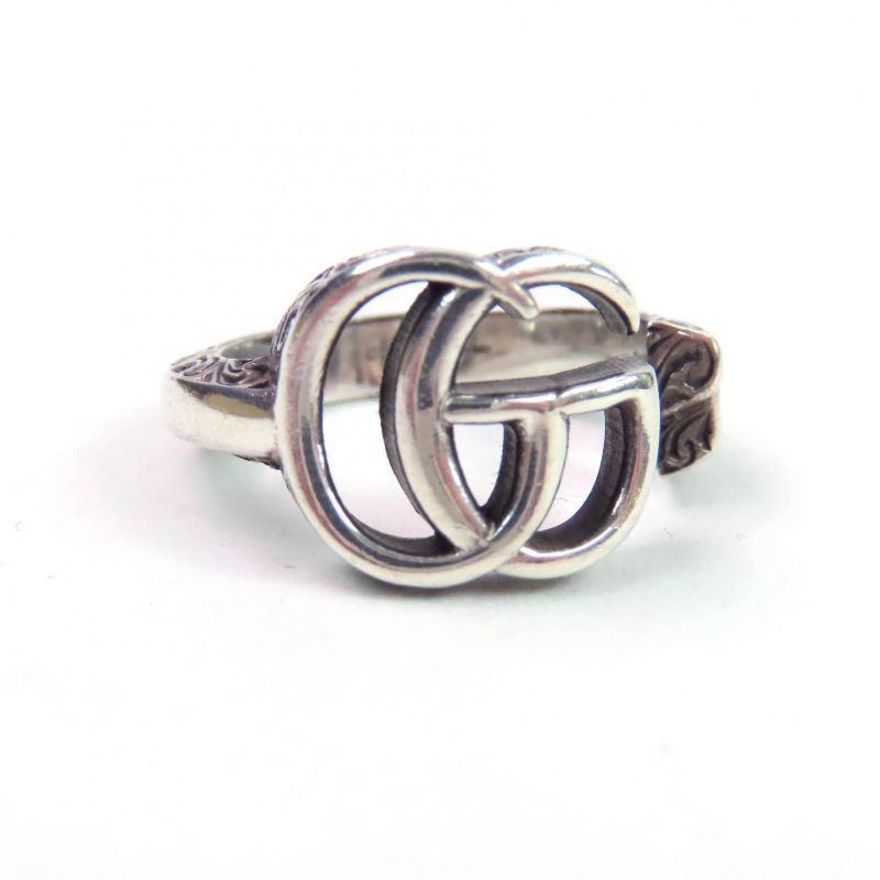Gucci 627760 Double G Key Motif Ring Arabesque Ring Ag925 Silver 10 Made In