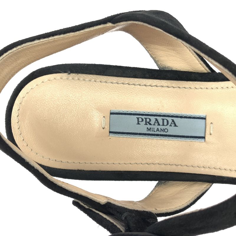 Prada Platform Suede Sandals Black 37 1 2