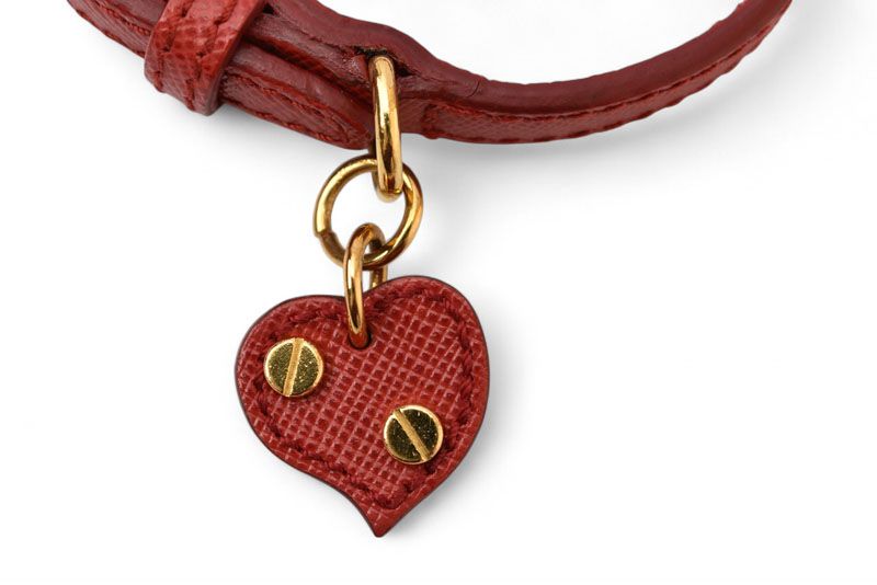 Prada Unused Bracelet Bangle Prada Saffiano Heart Charm Fuoco Red 1ajd45