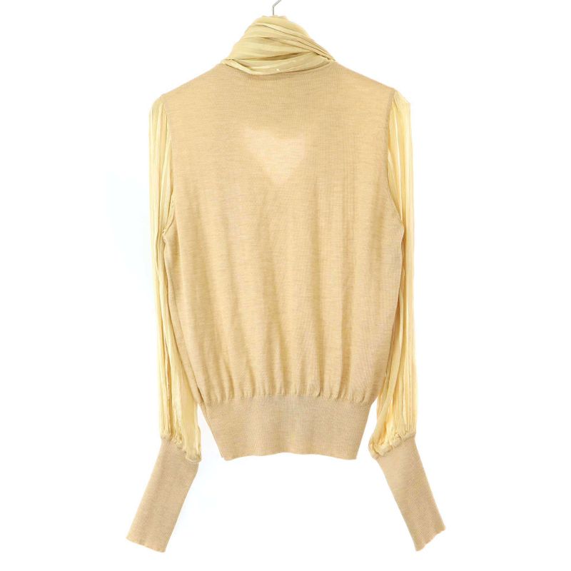 Hermes Silk Shawl Docking Cashmere Knit Sweater Beige LA
