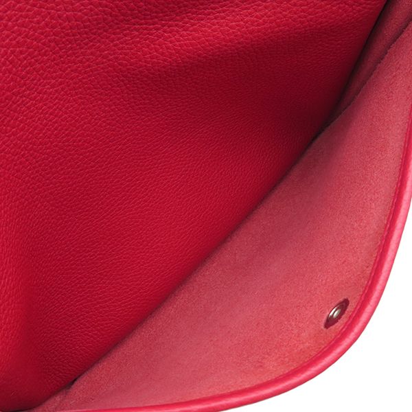 Hermes Shoulder Bag Evelyn 3 PM Taurillon Clemence Rouge Cazac Silver Hardware