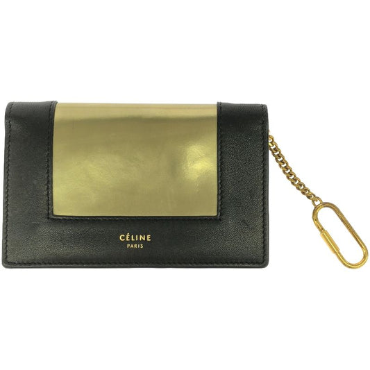 Celine Phoebe Period Frame Chain Mini Wallet in Black Gold