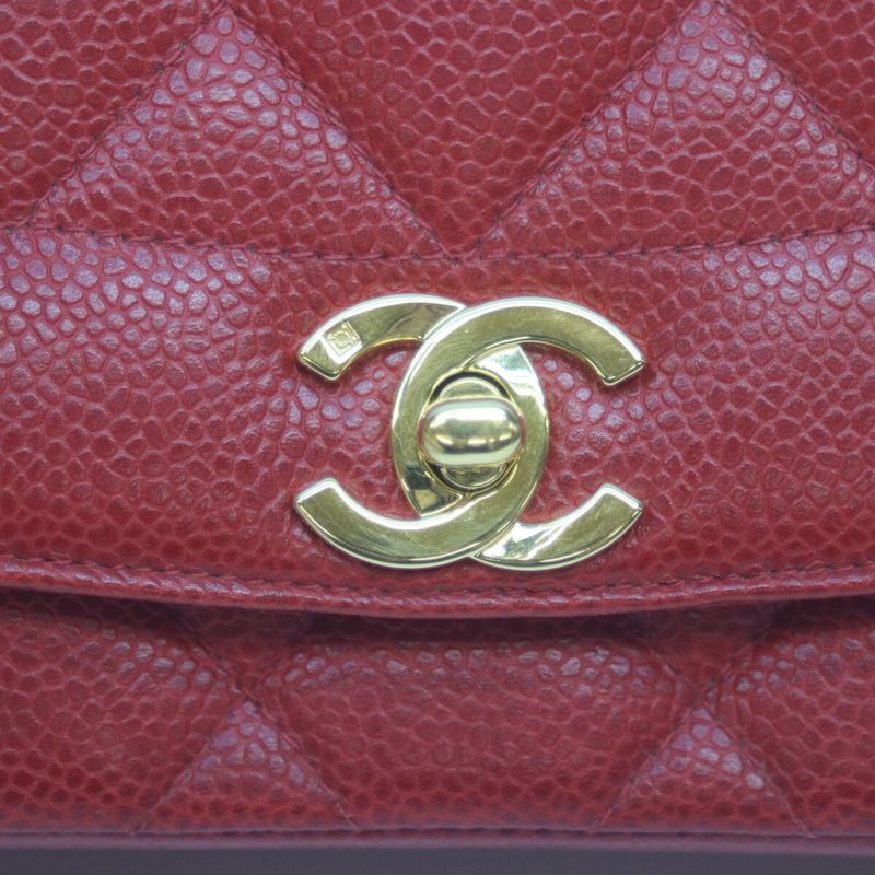 Chanel 2nd Unit Caviar Skin Red Diana 25 Chain Shoulder Bag Shoulder Bag Red