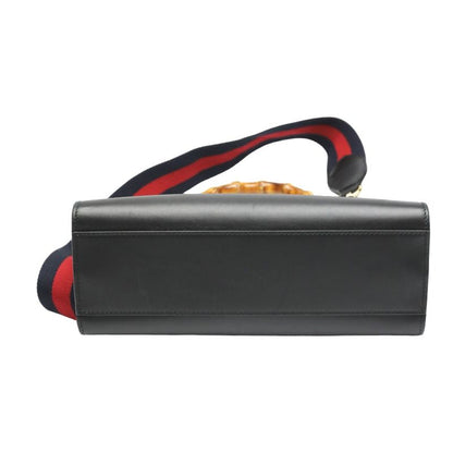 Gucci 459076 Leather Bamboo 2-way Bag Handbag Gucci Black