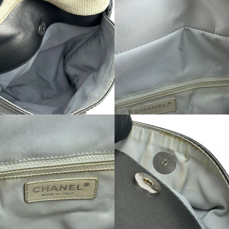 Chanel Tote Bag Paris Biarritz GM Coated Canvas Silver Ivory Silver Hardware
