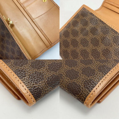 Celine Macadam Pattern Bifold Wallet Pouch Brown PVC×leather Long Wallet