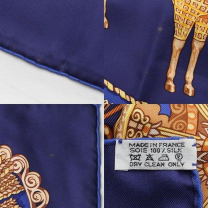 Hermes Carre 90 Paperoles Papoule Carriages And Nobles Silk Scarf Navy
